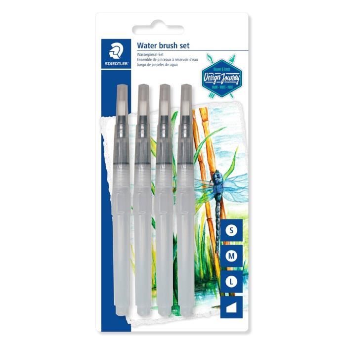 Derwent Set de 3 pinceaux à réservoir d'eau assortis