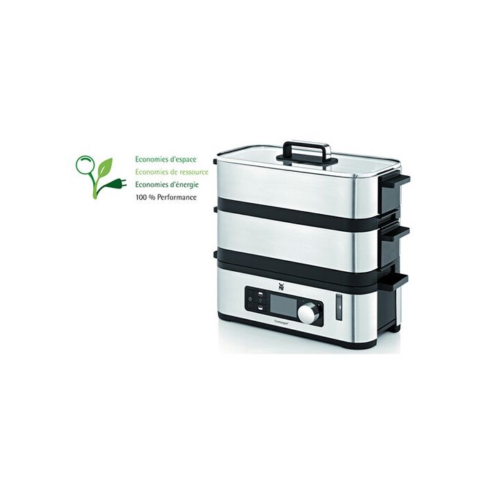 WMF 415090011 - KITCHENminis - Cuiseur Vapeur Inox - Deux étages avec programmes de cuisson