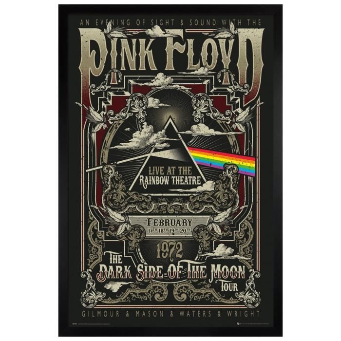 Maxi Poster 61 x 91,5 cm cadre en bois noir Rainbow Theatre de Pink Floyd -  Cdiscount