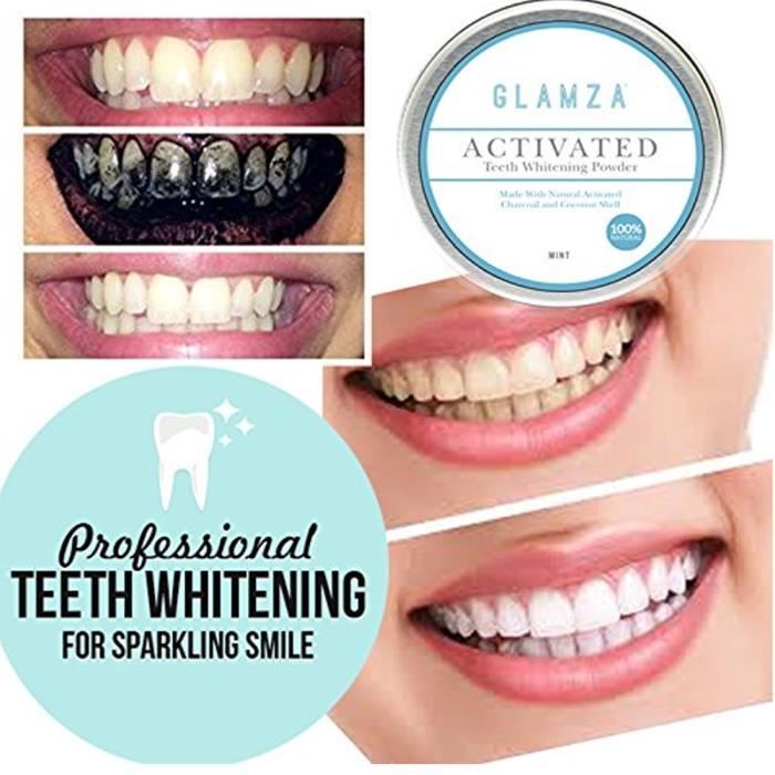 Glamza Natural Organic Dents De Dent De Charbon Actif Diluant A Base De Poudre De Blanchiment Achat Vente Soin Blanchiment Dents Glamza Natural Organic Dent Cdiscount