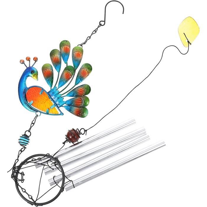 Carillon à Vent En Tubes Métalliques - Longueur 37 Cm - Son Apaisant Pour Jardin, Balcon, Terrasse - 4