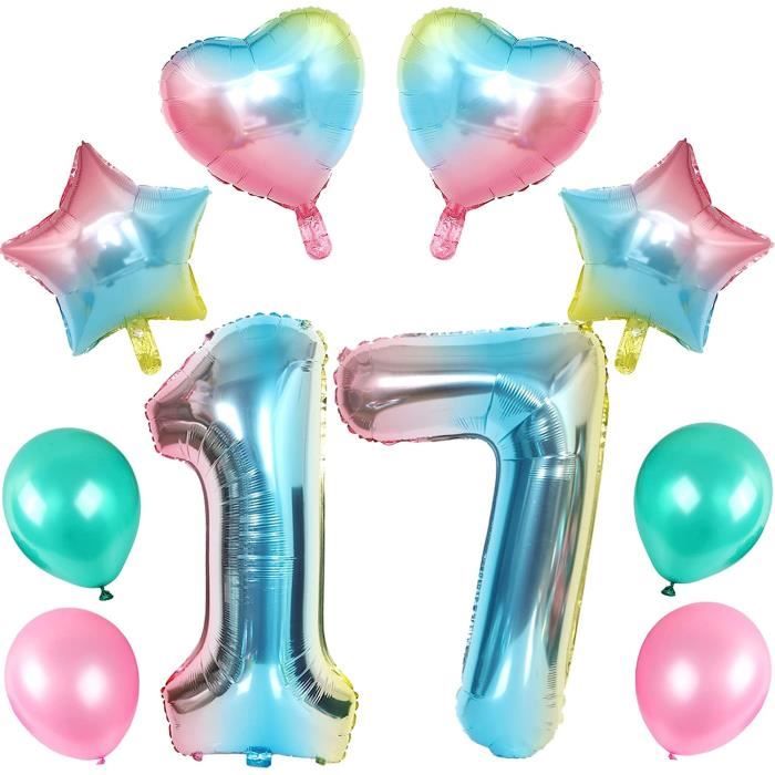 Set De 7 Ballons Arc-en-ciel En Aluminium – Déco Anniversaire Fille – Numéro 1,2,3 – Soleil, Nuage, étoiles