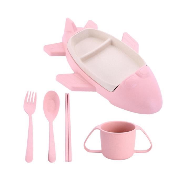 5pcs Ensemble De Assiette De Table Avec Cuillere Et Fourchette