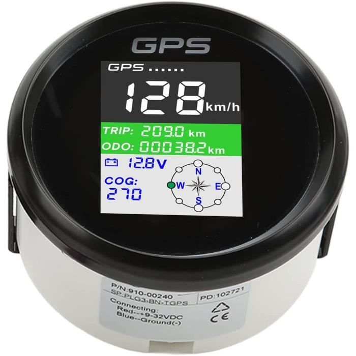 Compteur de vitesse GPS Stack avec visage noir et diamètre de 88mm en KMH