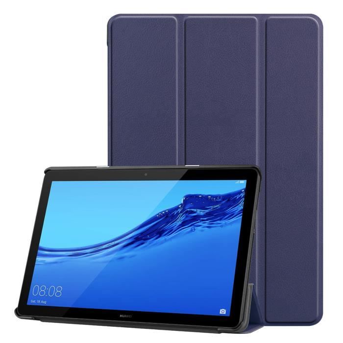 Housse Pour Huawei Mediapad T5 10.1 - Étui PU Avec Support, Motif Marbre, Protection Anti-Choc - 1