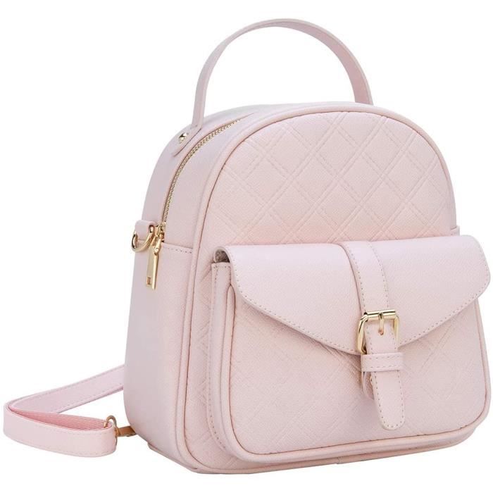 sac a dos femme, mignon petit sac a dos pu cuir mode sac a dos voyage mini sac d'école pour femmes, filles, adolescentes rose