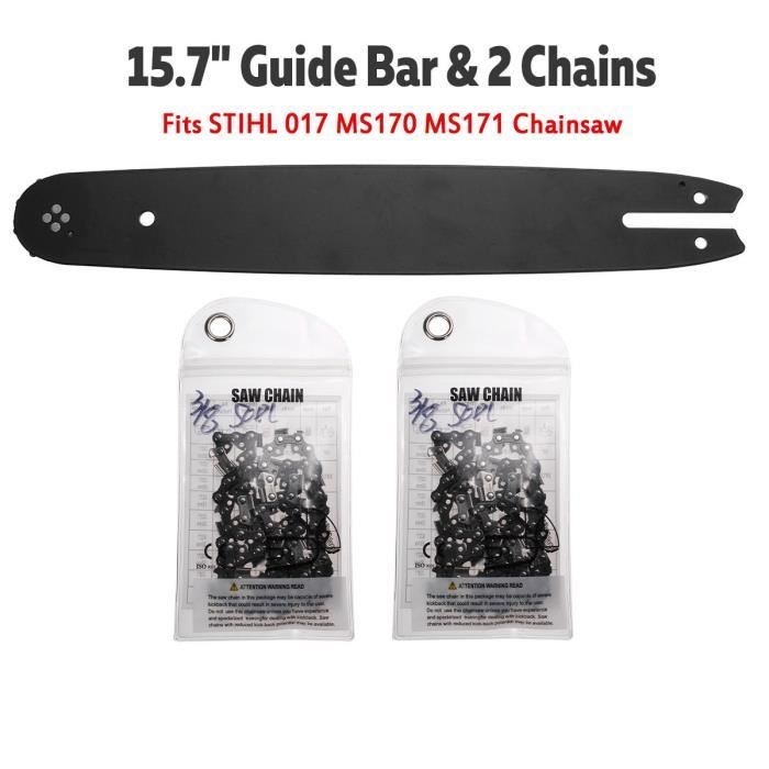Barre Guidage 35cm + 2 Chaînes Pour Tronçonneuse Stihl MS170, MS180