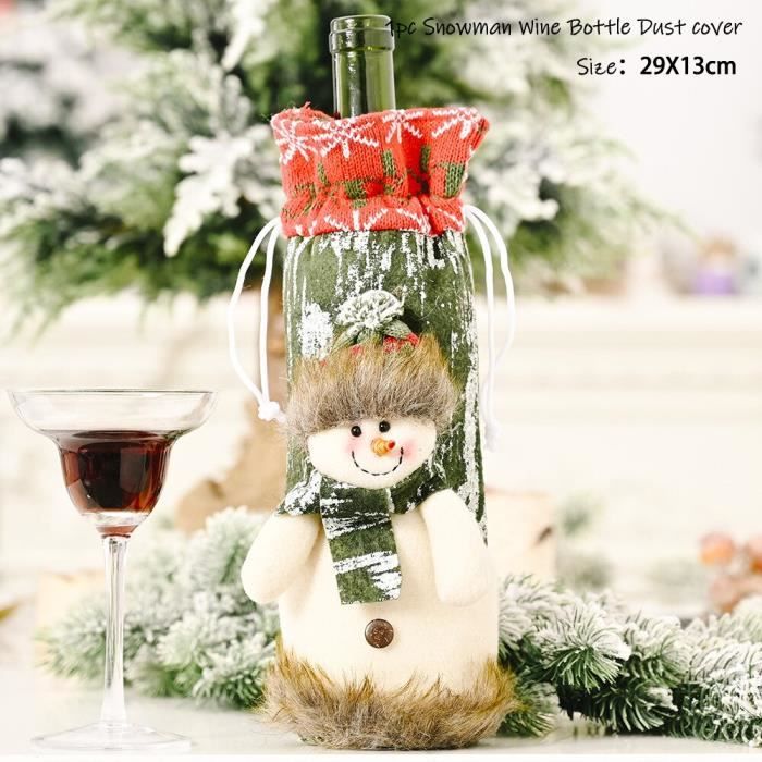 14-Bonhomme de neige Cadeau de nouvel an 2023, bouteille de vin du père  noël, couvercle anti poussière, décor - Cdiscount Maison