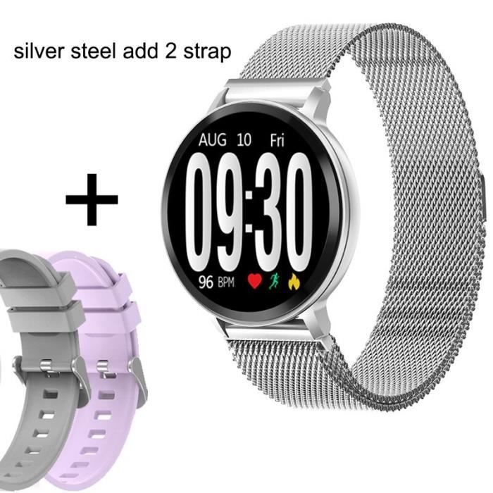 Montre connect e 2019 Bluetooth montre intelligente hommes pression art rielle Smartwatch femmes montre Type S8 silver 2 straps
