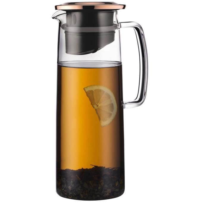 Pichet infuseur en verre - BODUM - Biasca - Couvercle en cuivre avec
