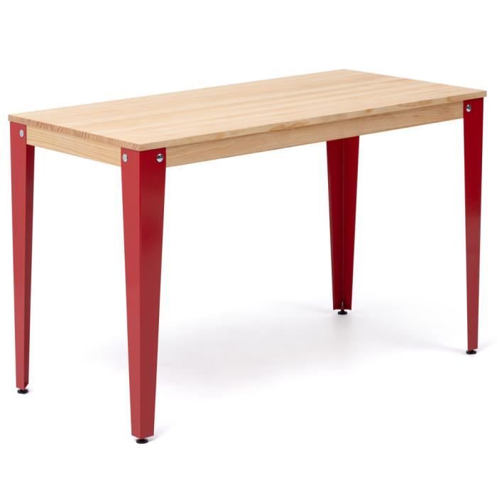 table bureau lunds  120x80x75cm  rouge-naturel. box furniture
