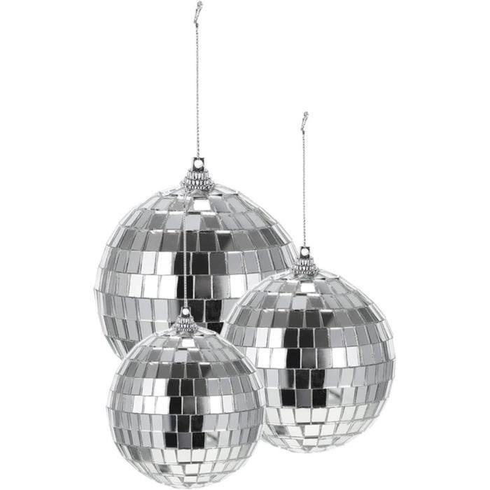 6 Boules à Facettes Disco Argentées - Décoration Suspension Pour Fête Et Noël