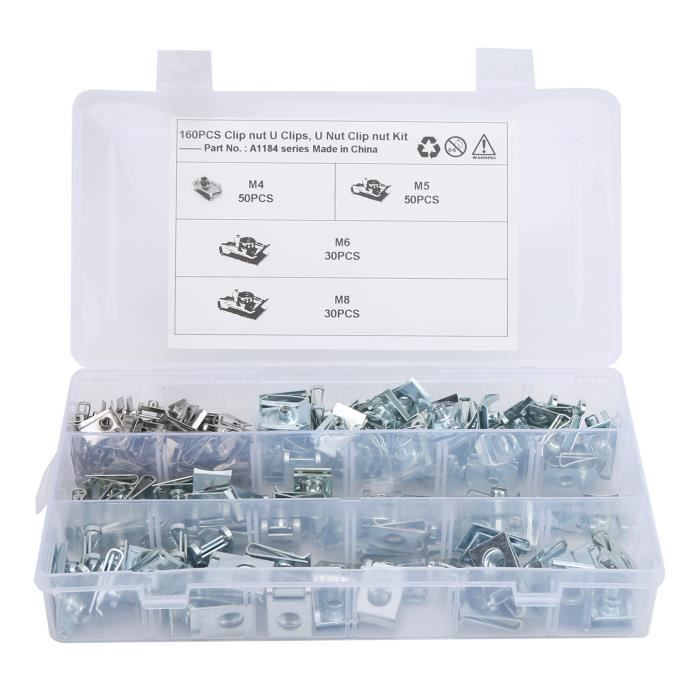 200pcs Clips De Type U Avec Vis - Écrous U-Clips Pour Ailes Et Carrosserie Voiture - Kit De Fixation Automobile Complet
