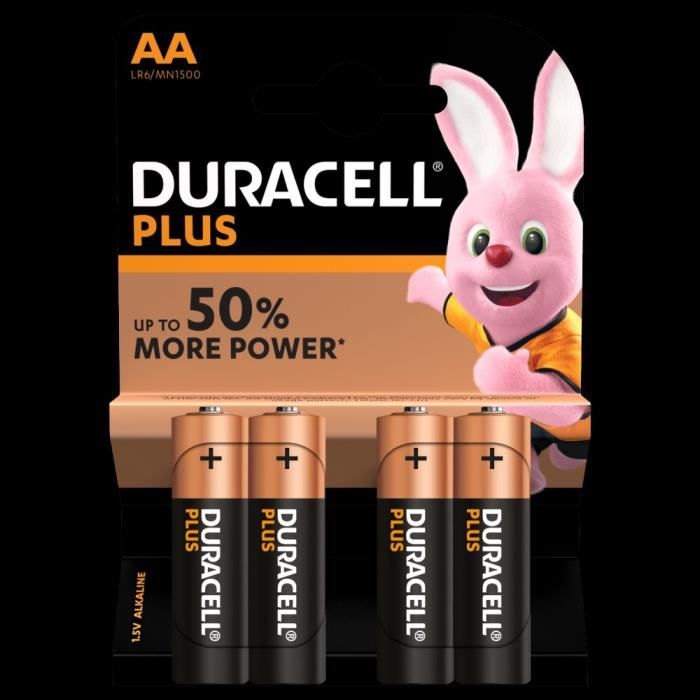 4 Piles AA LR6 Alcaline 1.5V DURACELL Plus Power