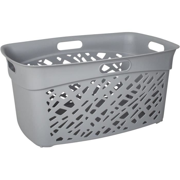 Corbeille à linge Alméria - 45 L - 4 poignées - Gris béton - 59 x 40 x 28 cm - EDA PLASTIQUE