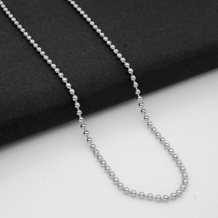 Chaine de cou - HUEIHWOH - Maille Boule - Acier au titane - Largeur 3mm - Longueur 60cm