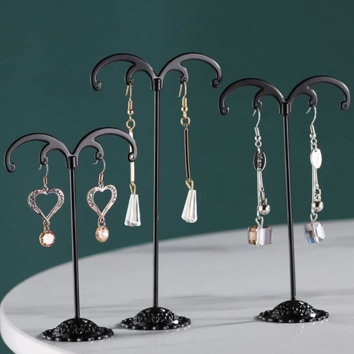 Présentoir à Bijoux Avec Plateau Et Crochets - Rangement Boucles D'oreilles, Colliers, Bagues - Blanc, Noir, Vert