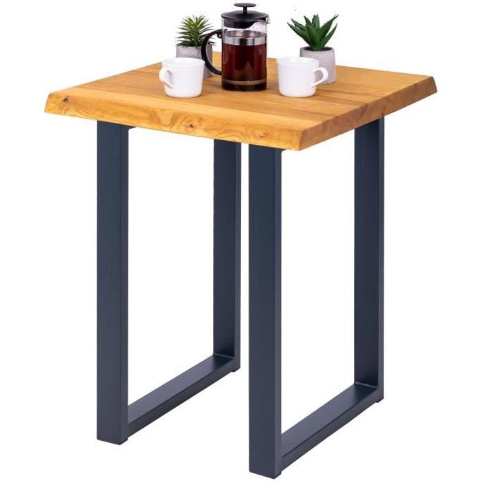 lamo manufaktur table de bar cuisine - table haute industrielle - table haute en bois - 60x60x76 cm - gris - loft - rustique