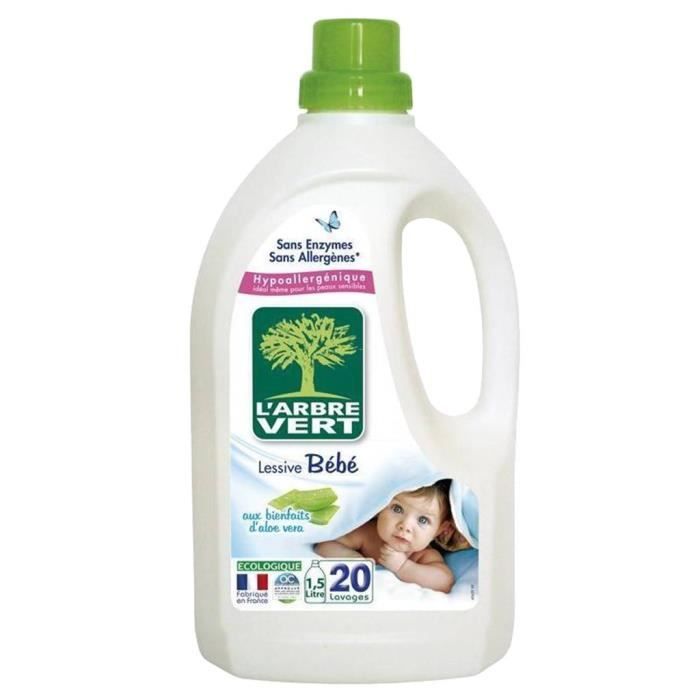 L Arbre Vert Hypoallergenique Lessive Bebe Aux Bienfaits D Aloe Vera 1 5l Lot De 2 Cdiscount Electromenager