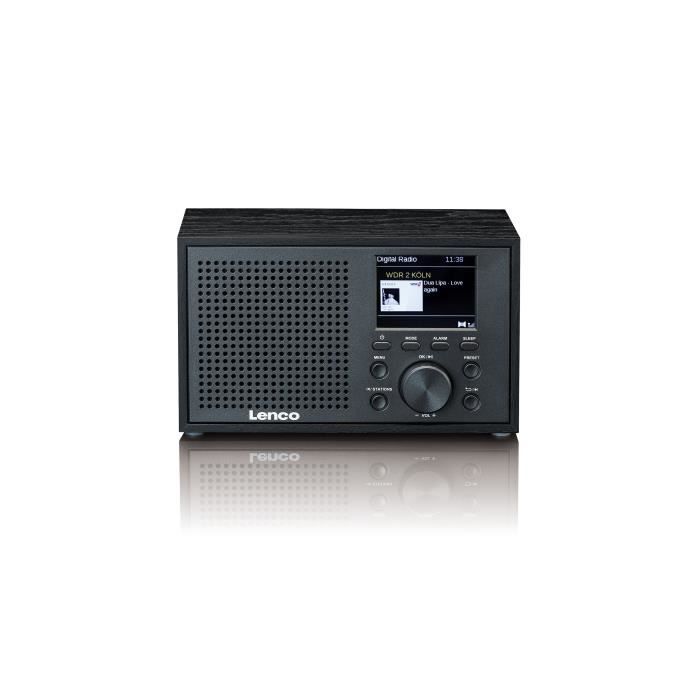 Radio DAB+/FM compacte et élégante avec Bluetooth® et caisson en bois - Lenco - DAR-017BK - Noir - Argent-Noir
