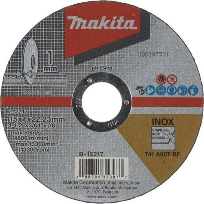 Disque à tronçonner métal MAKITA 125x1x22.23 mm A60T E 03040