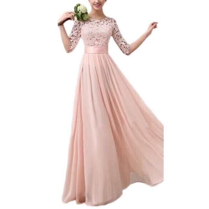 Robe Femme Dentelle Demoiselle D Honneur Soiree Rose Achat Vente Robe Soldes Sur Cdiscount Des Le 20 Janvier Cdiscount