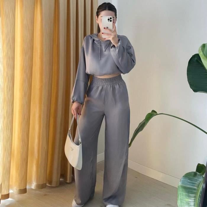 Ensemble de Vetements Femme Nouvelle mode simple ample et decontractee respirante taille haute Gris xumengxin Gris Cdiscount Pret a Porter