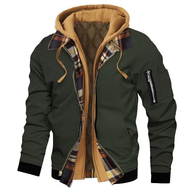 Manteau Homme Hiver Carreaux Chaud Parka a Capuche D?�contract?� Manche Longue Zipp?� Epais Veste 