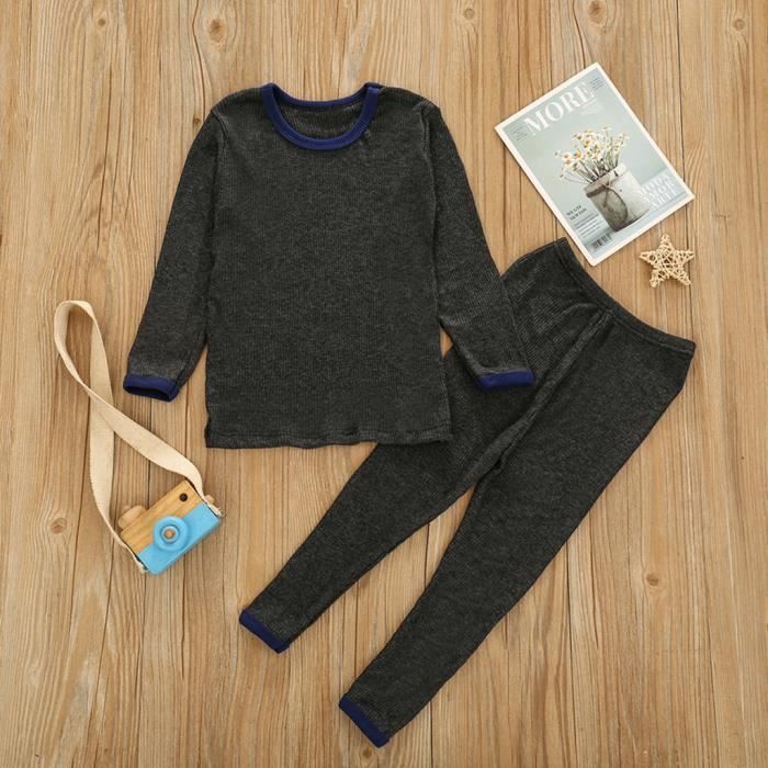 Enfant En Bas Age Enfants Bebe Garcon Fille Tricot T Shirt Pantalon Pyjama Vetements De Nuit 2 Pieces Tenues Ensemble Gris Fonce Cdiscount Pret A Porter