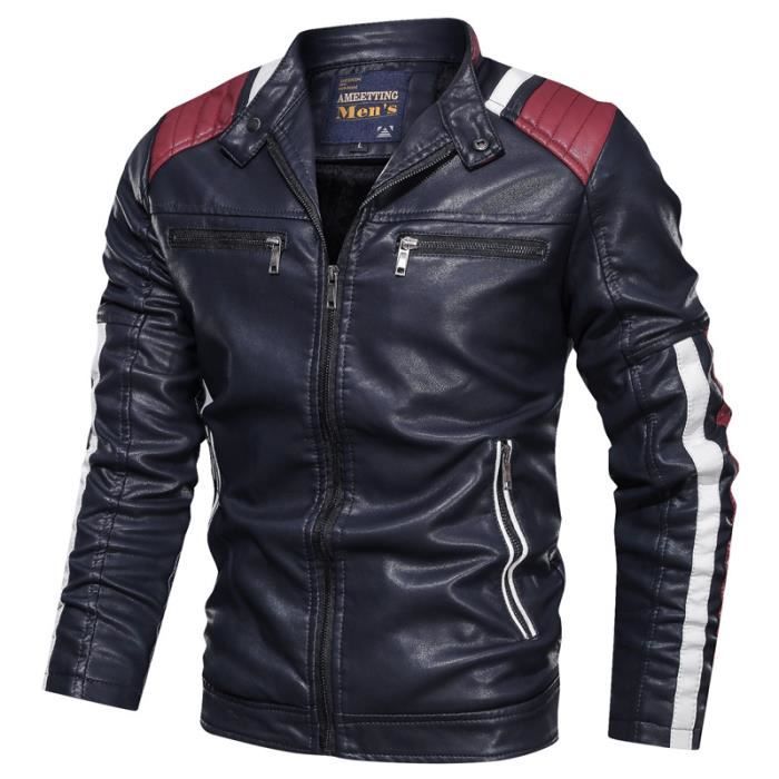 Funmoon Blouson Simili Cuir Homme Hiver Chaud Doubl Ouatin
