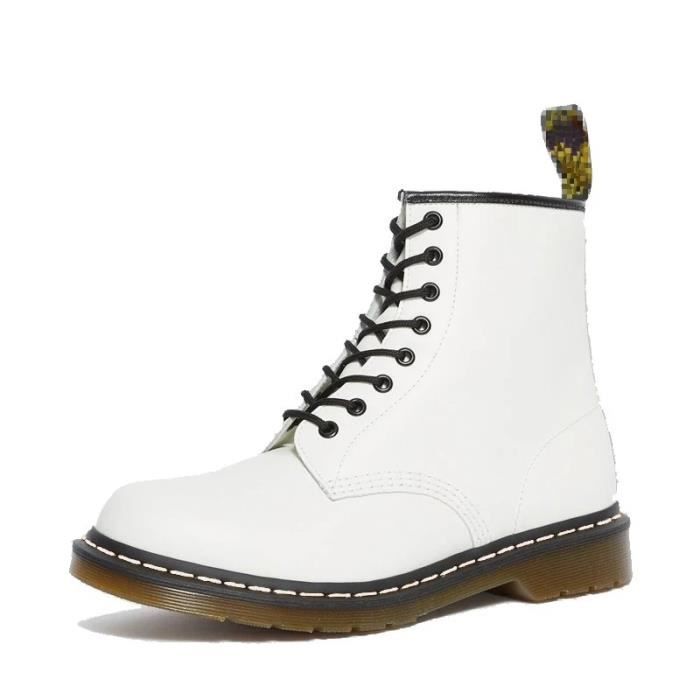 Bottes de moto en cuir pour hommes Martens Blanc Style punk Semelle  extérieure en PVC
