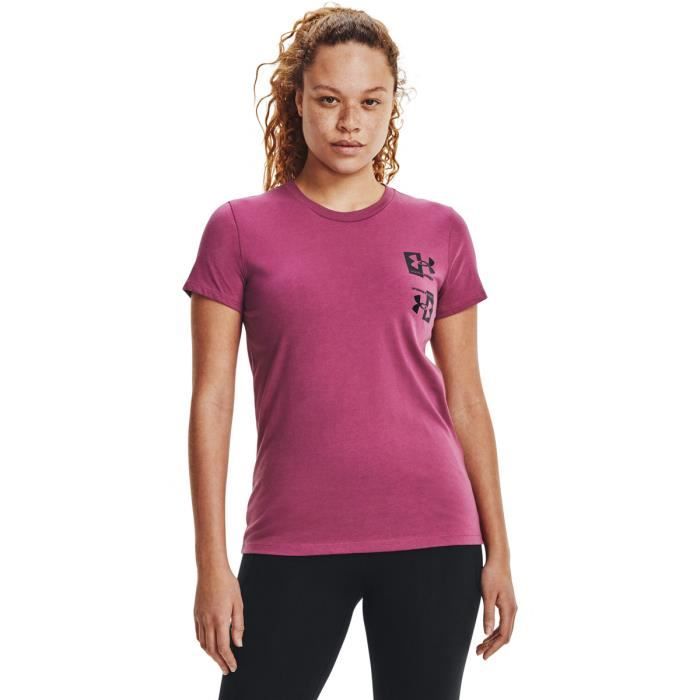 T-shirt femme Under Armour à manches courtes et motif - rose/violet - L
