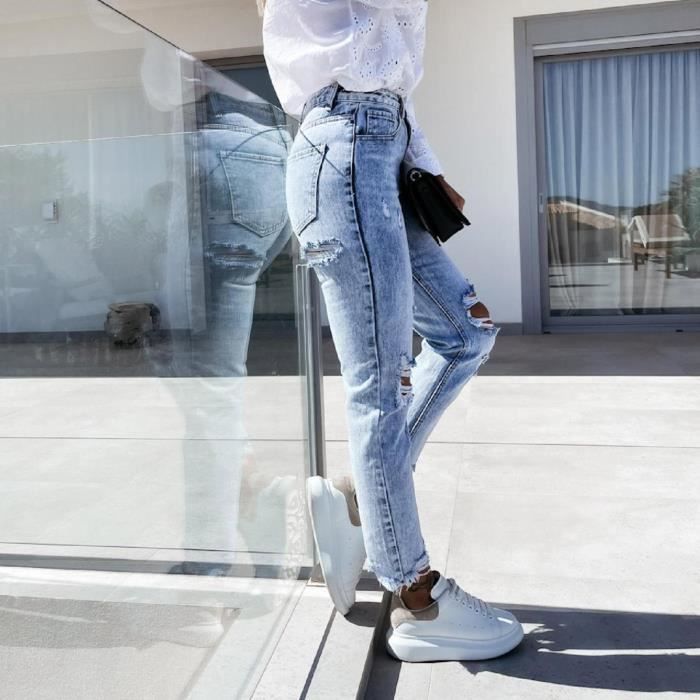 Jeans avec des trous femme cheap