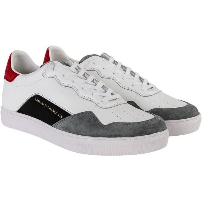 Basket Homme ARMANI EXCHANGE uni Blanc Rouge Lacets Blanc