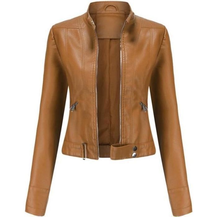 Blouson cuir camel femme clearance