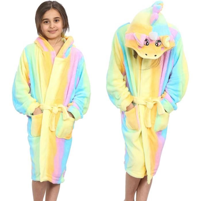 Enfants filles Toison Animaux Licorne Peignoir a capuche Robe de chambre 2 13 ans Rainbow Cdiscount Pret a Porter