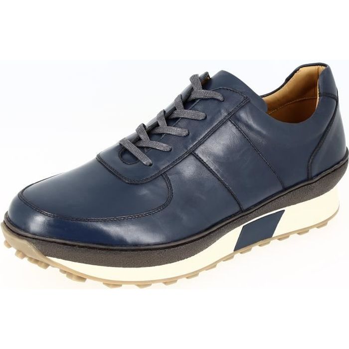 basket homme en cuir véritable bleu 613 - belym - lacets - homme - adulte