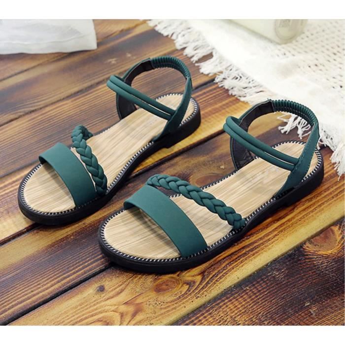 Chaussure ouverte femme sale plate