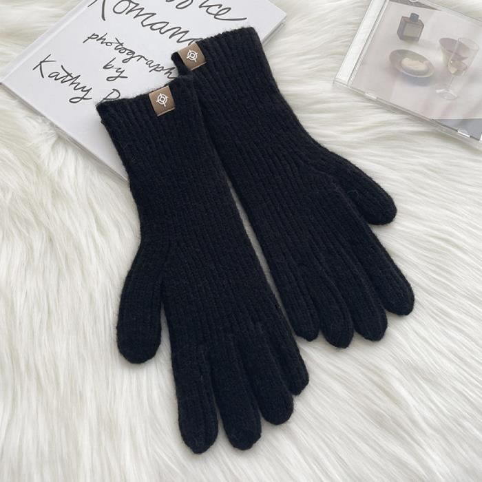Gants Mitaines Sans Doigts Femme - Hiver - Tricotés - Lot De 4 (noir, Beige, Gris, Rose)