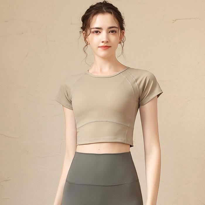 T-shirt de Sport Femme Skinny Manches Courtes Chic Running Fitness