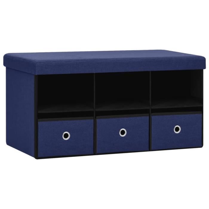 omabeta bancs coffres - banc de rangement pliable bleu 76x38x38 cm faux lin - meubles haut de gamme - m01148