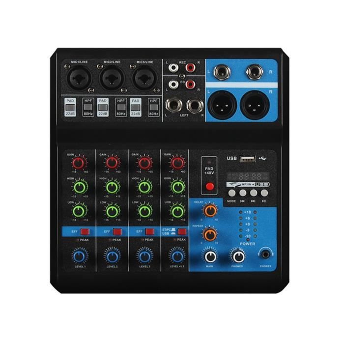 Table De Mixage Audio 2 Canaux USB Avec Alimentation Fantôme 48V - Console Compacte Pour Enregistrement, Karaoké Maison Et Internet