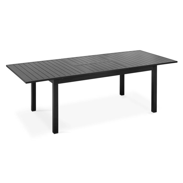Table de jardin extensible en aluminium noir (174/238 x 100 x 74 cm)