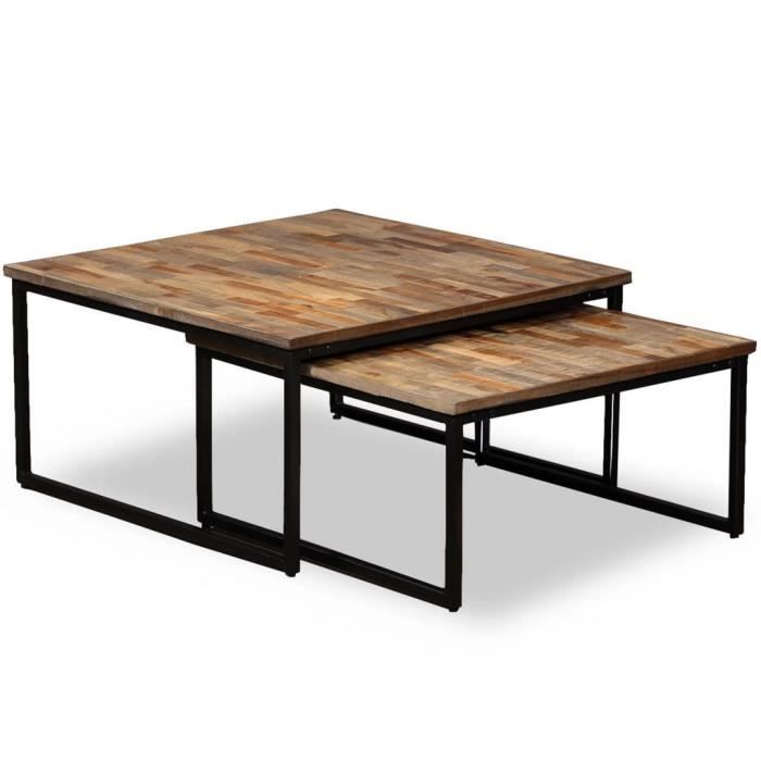 Table Basse Gigogne 2 Pcs Teck Massif De Recuperation Achat
