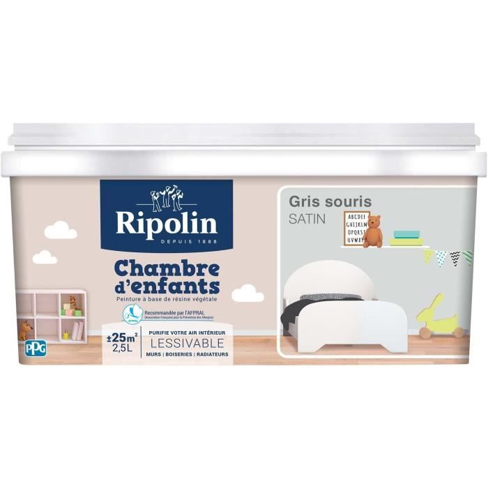 RIPOLIN Peinture murale spéciale chambre d'enfants - 2,5 L - Gris souris -  Achat / Vente peinture - vernis Peinture mur 2,5 l Gris souris - Cdiscount