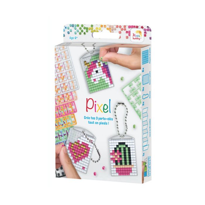 Kit créatif - PRACHT CREATIVES HOBBY - PIXEL - 3 Porte-clés - 38 Modèles - À partir de 8 ans