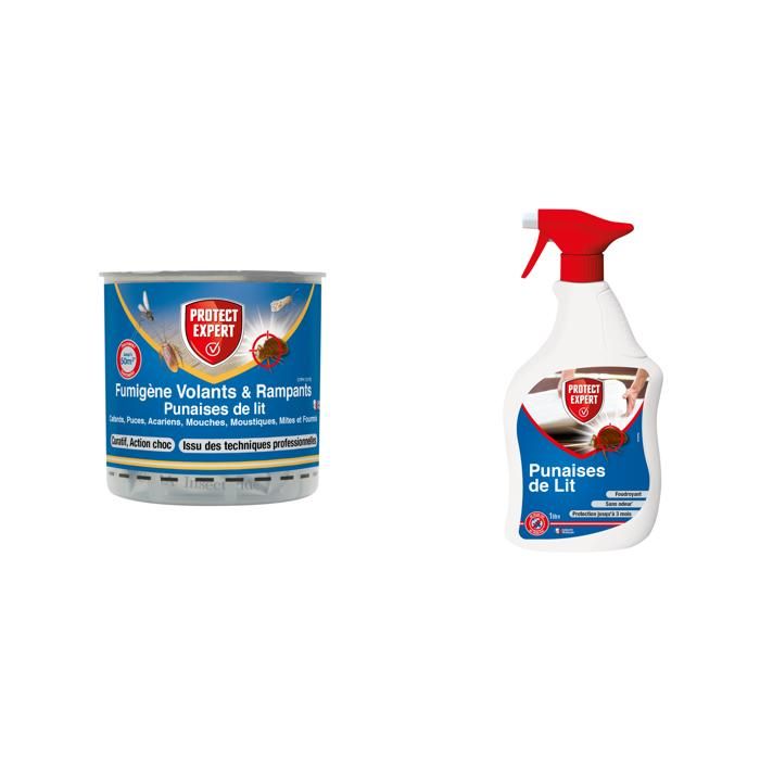 Pack Anti Punaise de Lit - Spray Prêt A lemploi 1L + Fumigène- Action Longue Durée - Sans Odeurs - Efficacité Radicale