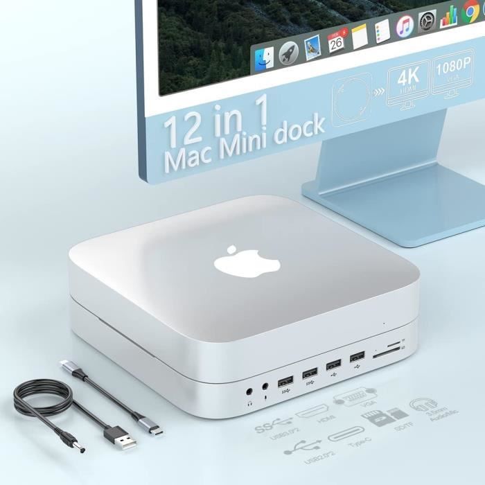(Hdmi+Vga) Station D'Accueil Mac Mini Avec Boîtier Pour Disque Dur, Hub ...