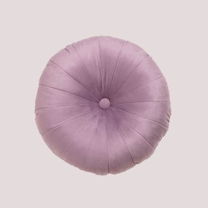 Coussin Rond En Velours Plissé 35 Cm - Décoration Canapé, Lit, Voiture - Gris Doux Et Confortable - 12