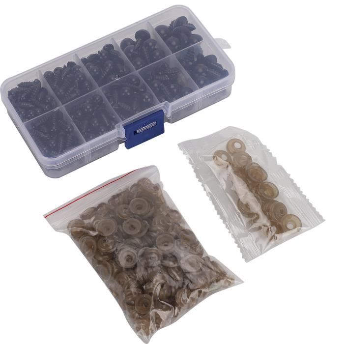 TOAOB 60 Yeux De Sécurité Pour Poupée - Noir Et Bleu Ovales + Rondelles Pour Peluches DIY